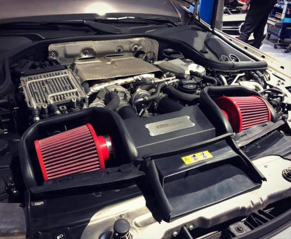 Black boost cold air intake kit for the W205 C63 AMG