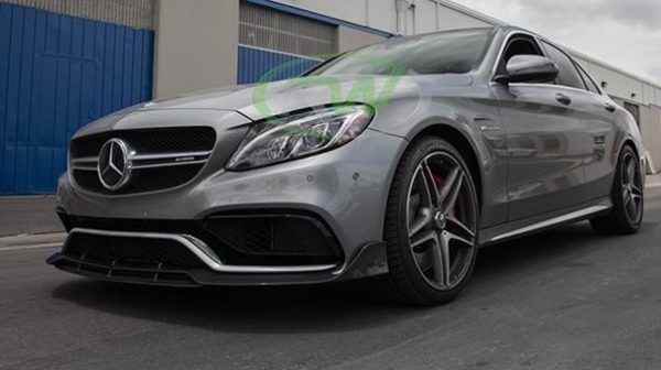 RWCarbon carbon fiber BRS style front lip spoiler for the W205 C63 C63s AMG
